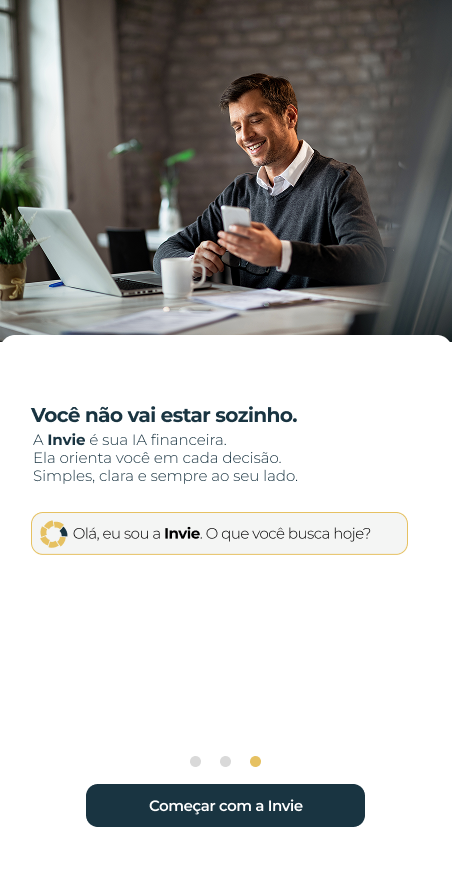 Tela de boas-vindas da Invie na Plataforma INVISTTA